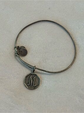 Alex and Ani 2014 Initial "M" Octagon Charm Bangle • Rafaelian Silver Finish